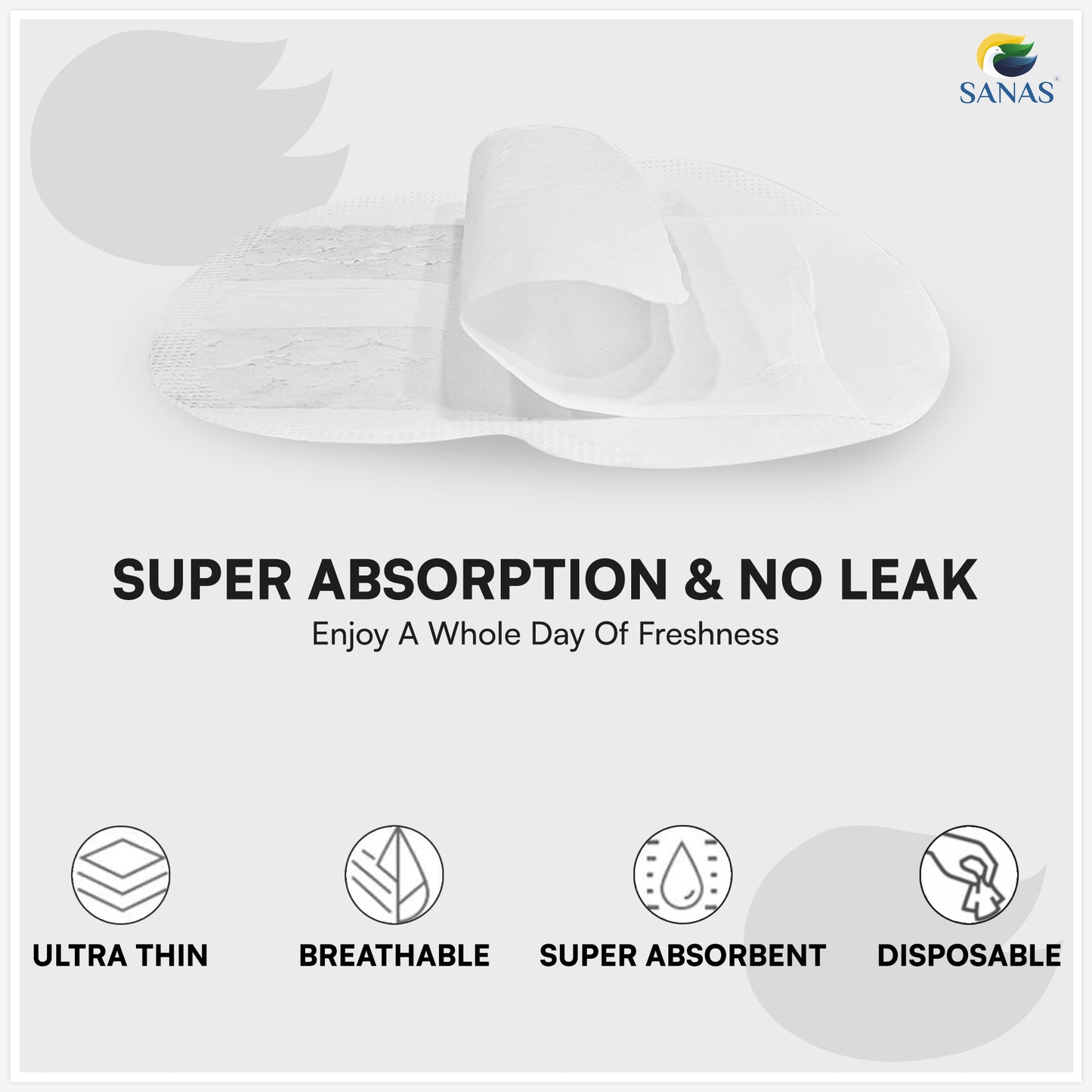 Sanas Disposable Sweat Pads For Underarms - 10Pcs