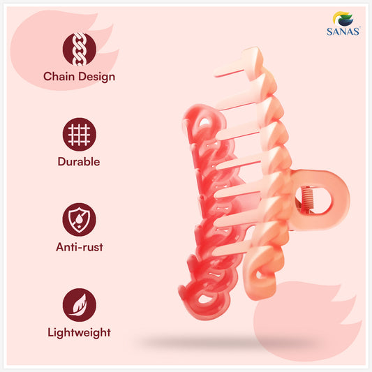 SANAS (4 Pcs) Chain Design Big Hair Claw Hair Accessories for Women (4 Pcs)