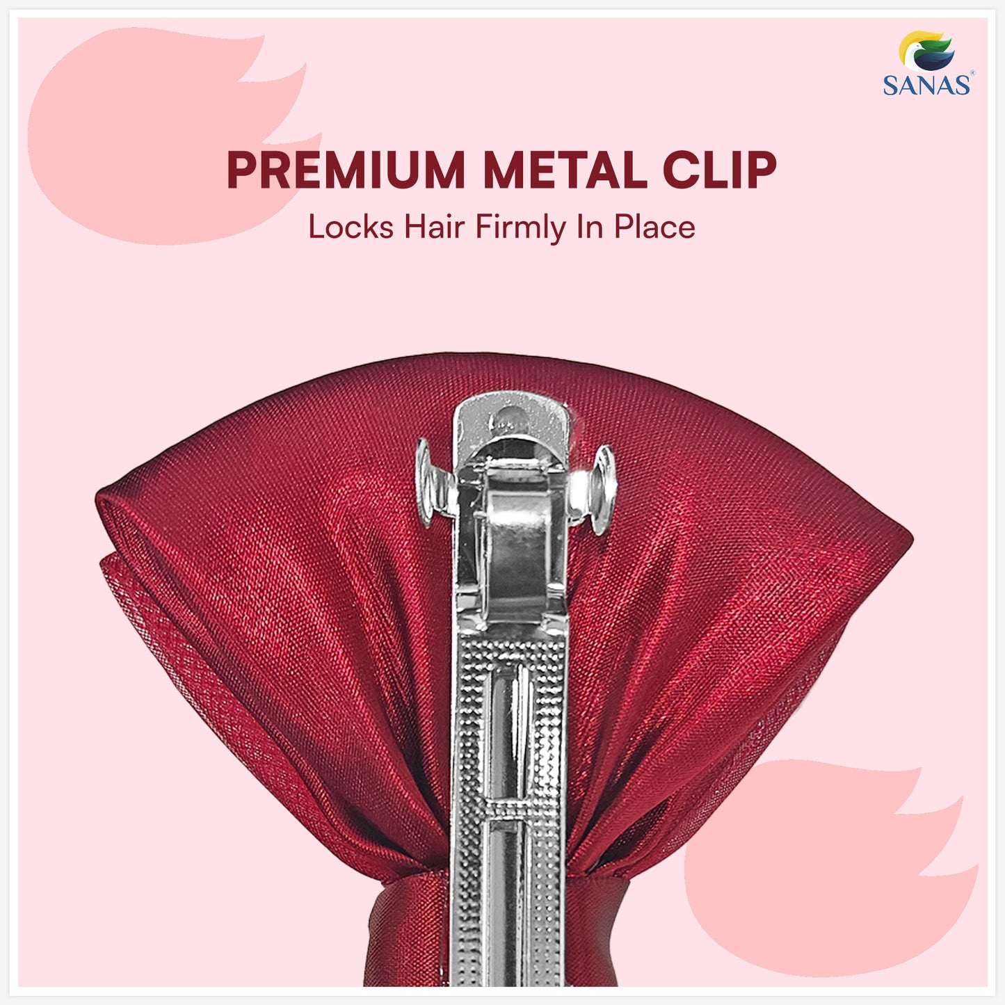 SANAS (1 Pc) Hair Clip Juda Net Shiny Red Mesh Pattern Hair Accessories for Women (1 Pc)