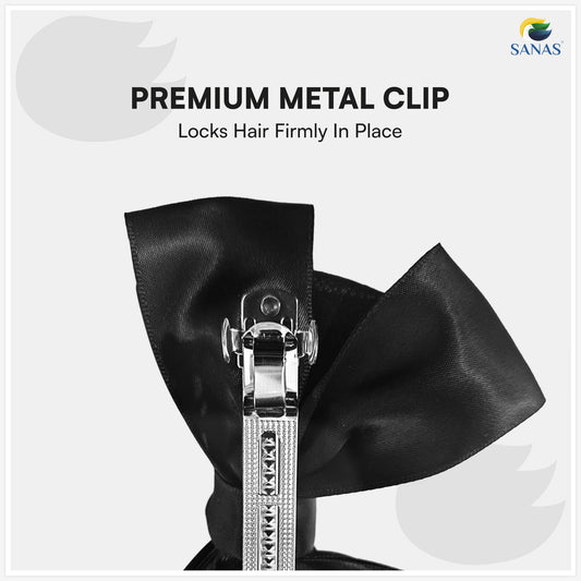 Sanas Hair Clip Juda Net Black For Women (Classic Black & Crystals)(1Pc)