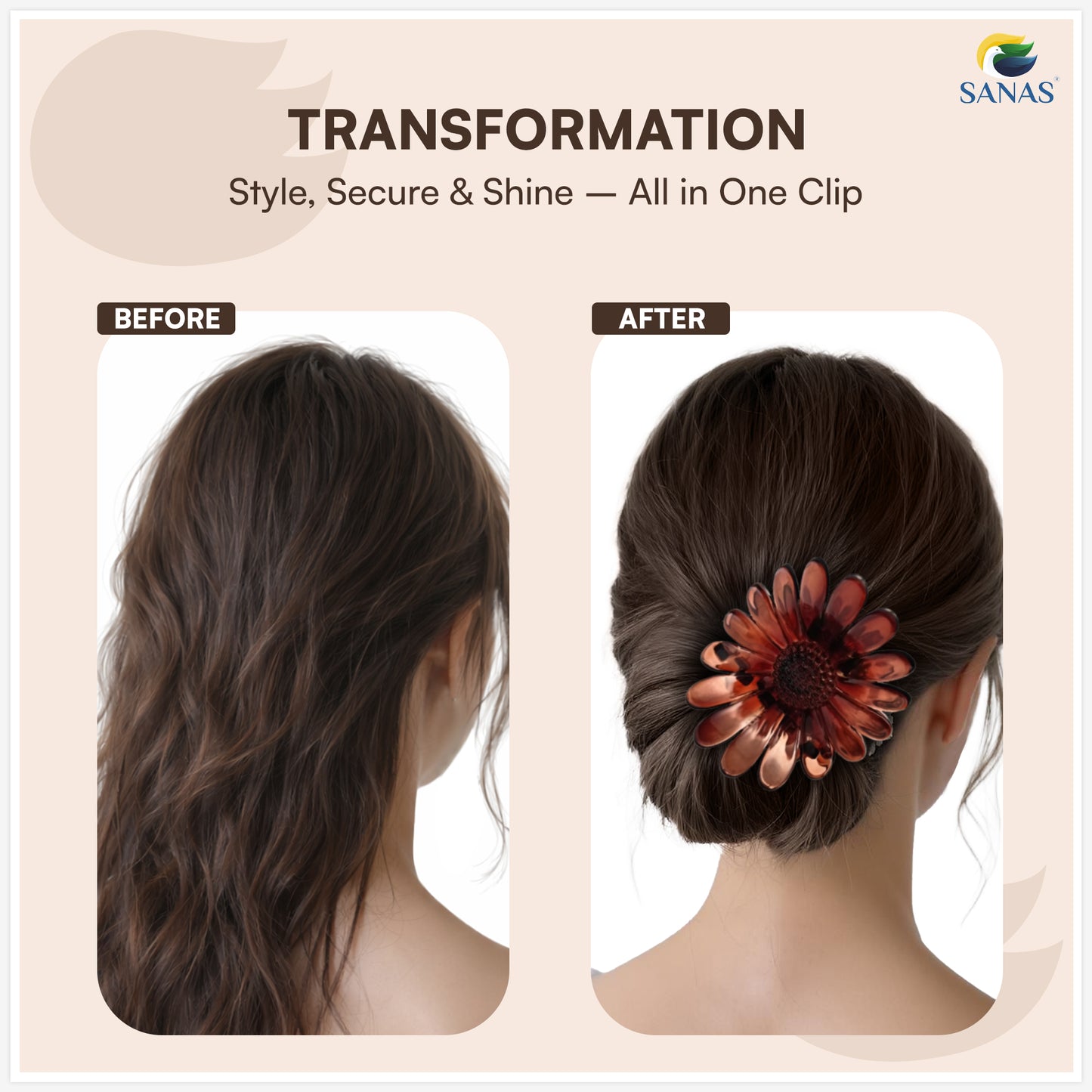 SANAS (3 Pcs) Flower Hair Clips Stylish Sunflower Claw Clips Hair Accessories for Women and Girls Multi Shade Variety (3 Pcs)