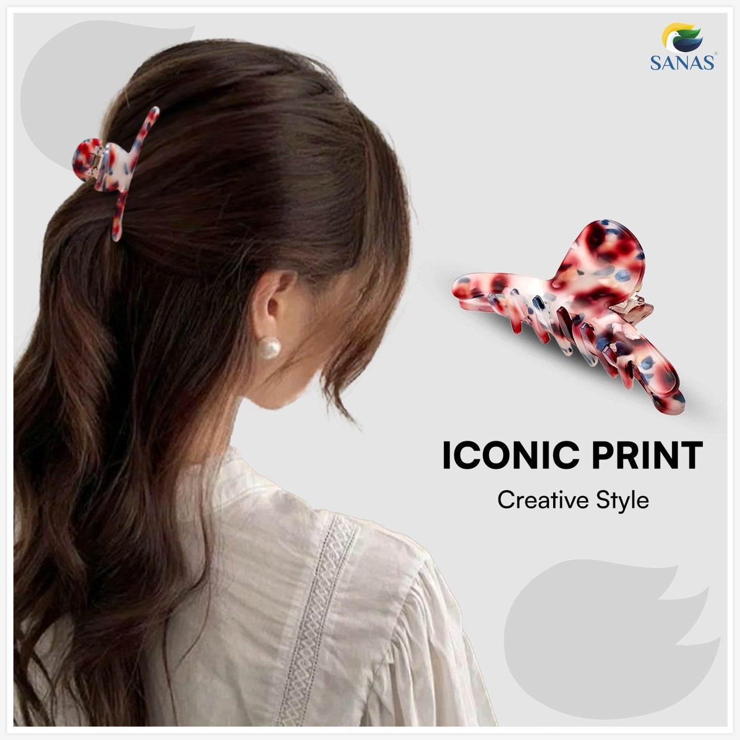 SANAS (4 Pcs) Resin Hair Claw Hair Accessories for Women (4 Pcs)