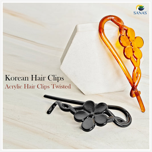 SANAS 4 Pcs Floral Twisted Hair Clips Strong Grip Fashion Hair Accessories for Daily Use 4 Pcs