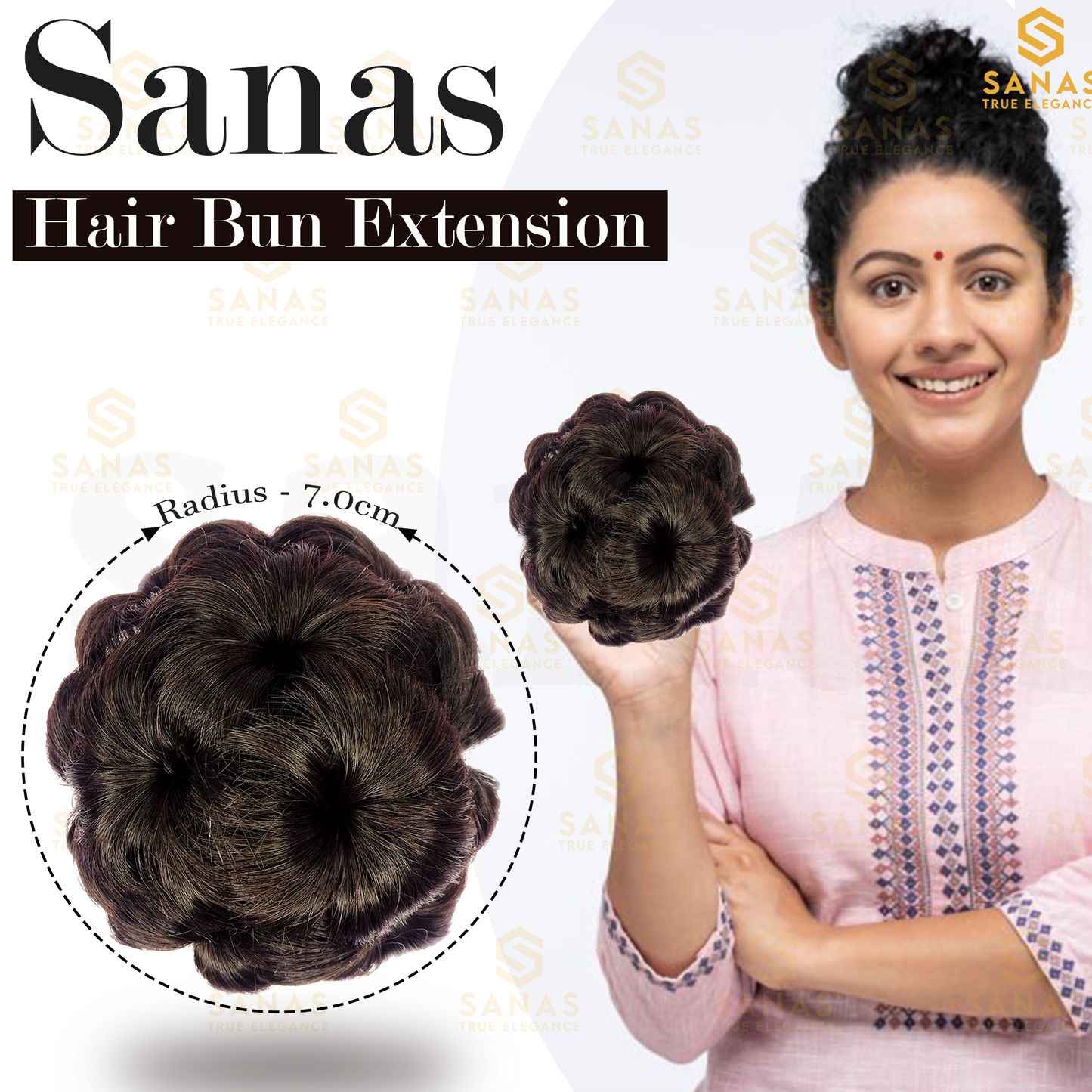 Hair Bun Flower Design Brown