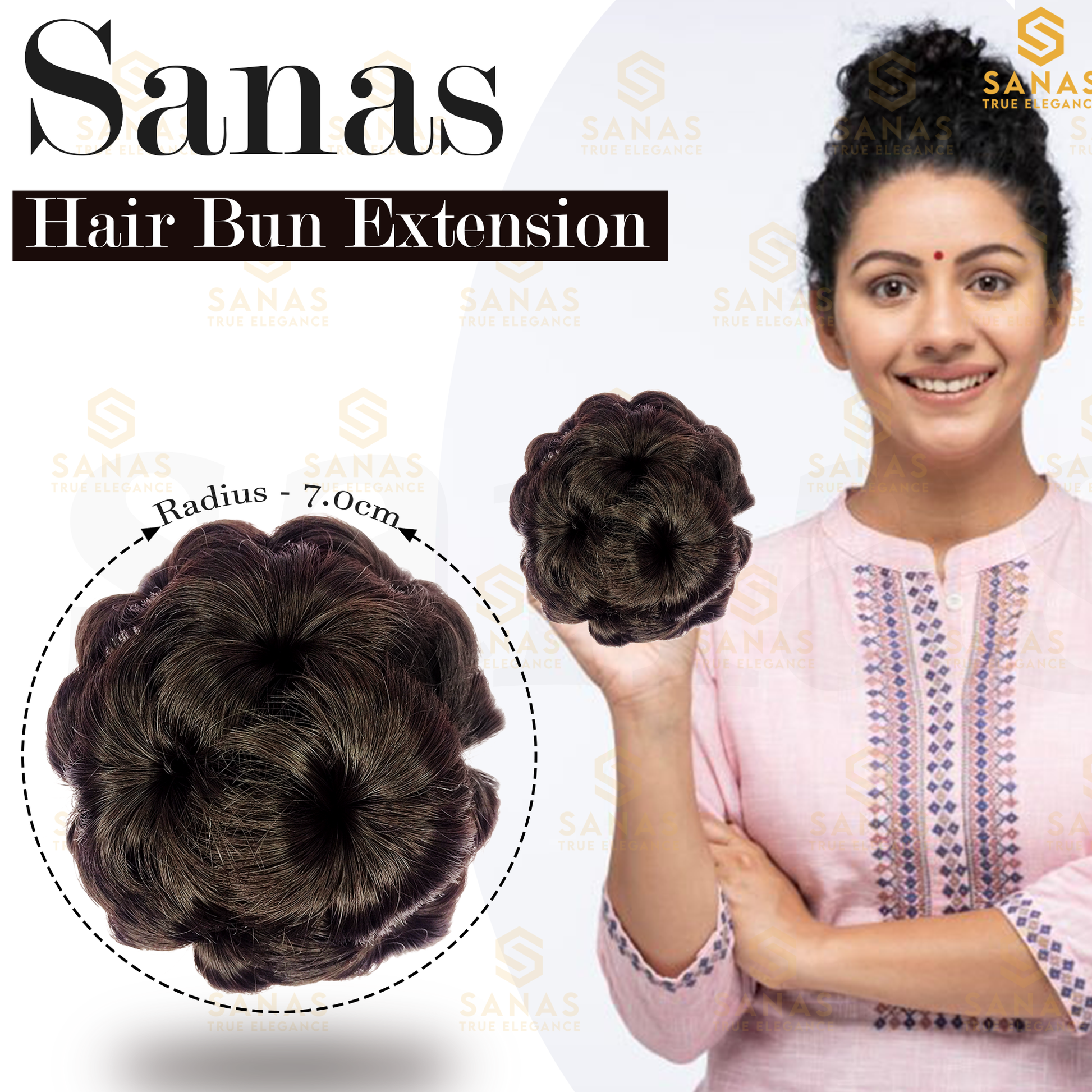 Hair Bun Flower Design Brown