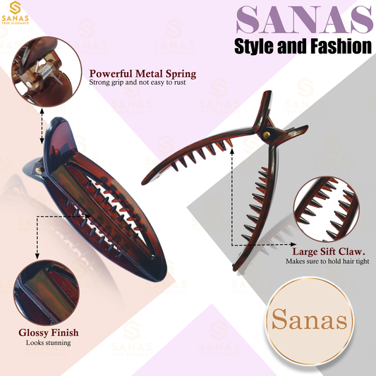 Sanas Korean Hair Accessories Banana Clips - 6Pcs