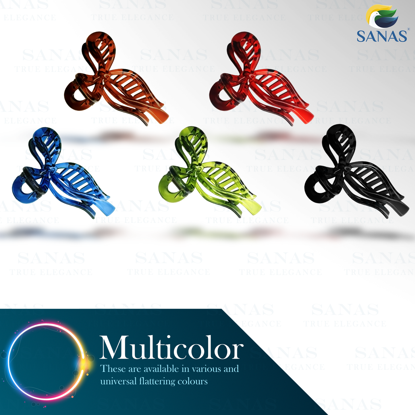 Sanas Multicolor Bow Hair Clamp - 3Pcs