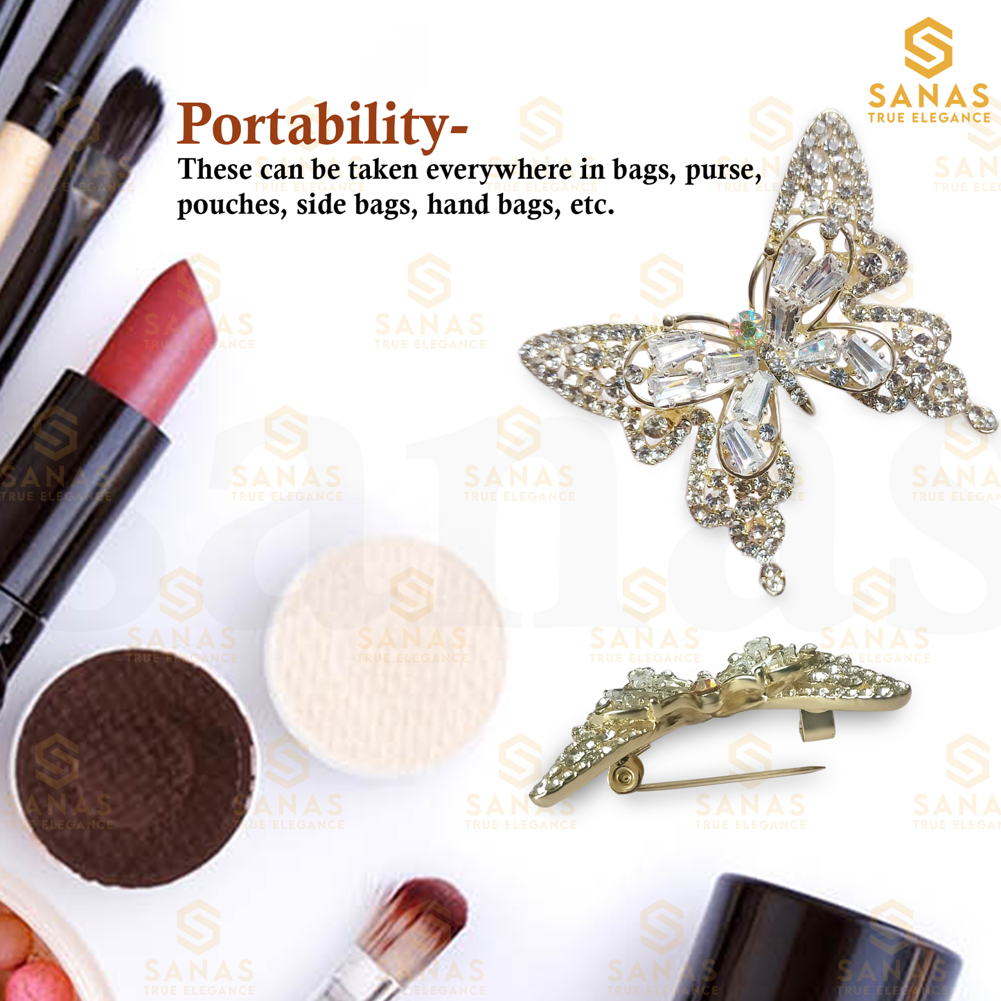 Sanas Butterfly Saree Pins for Women - 1Pc