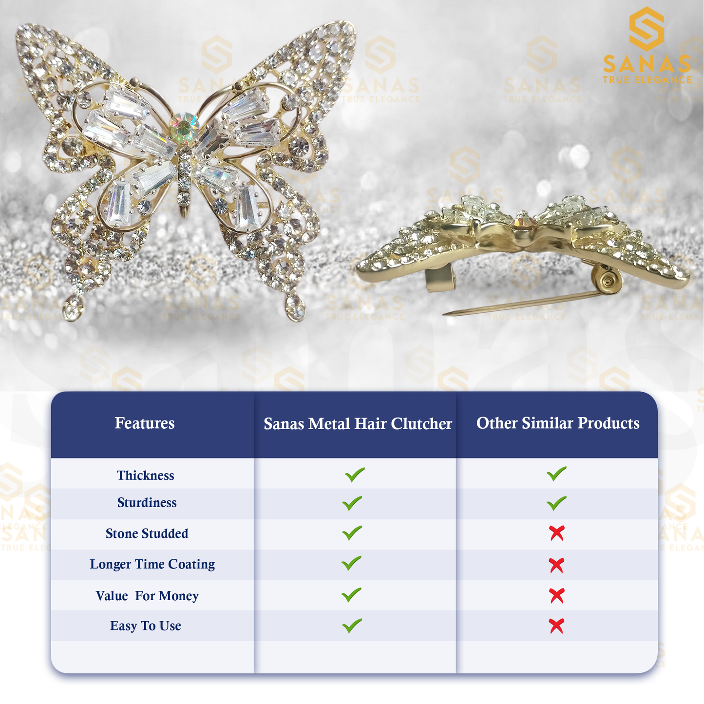 Sanas Butterfly Saree Pins for Women - 1Pc