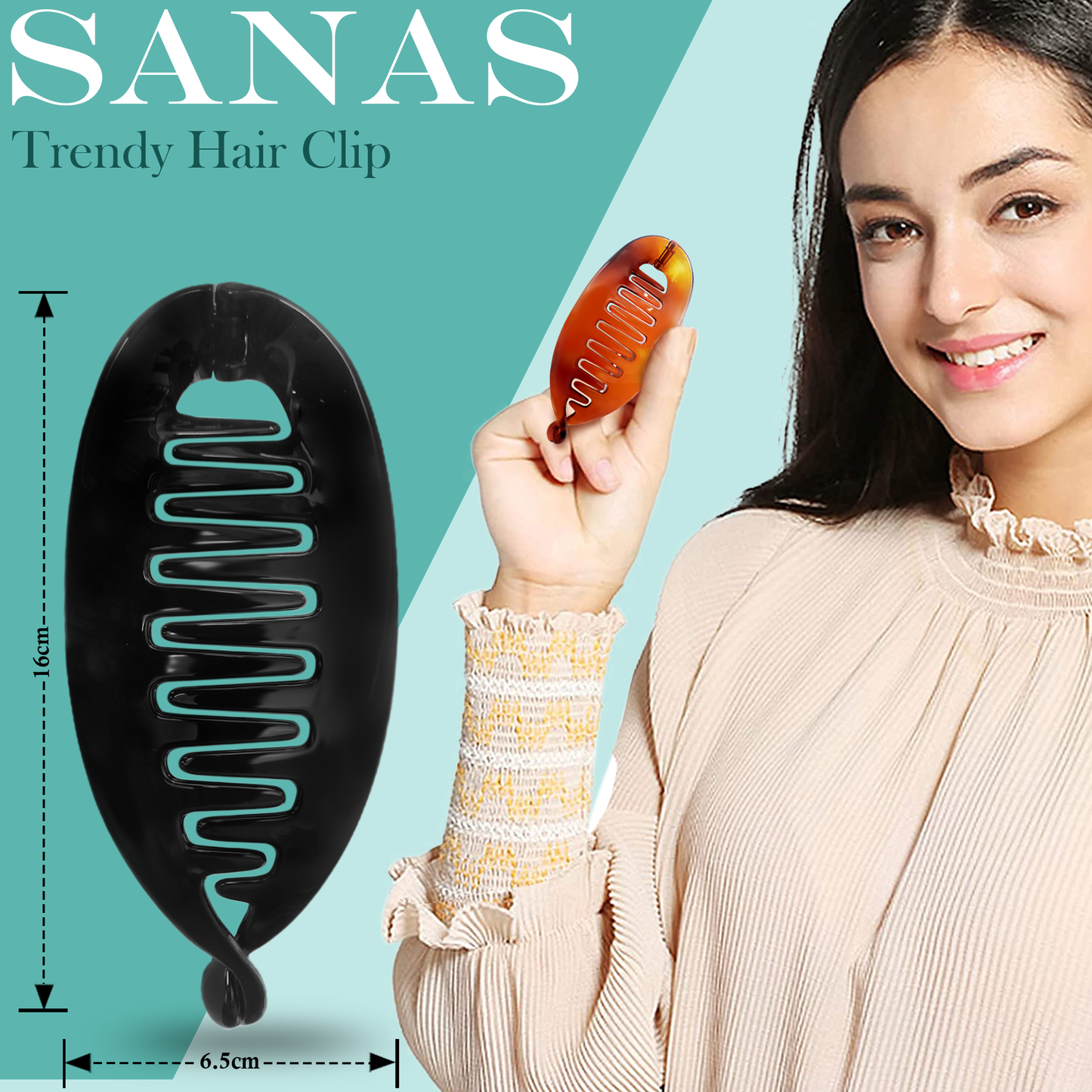 Sanas Large Fishtail Banana Hair Clip - 2Pcs