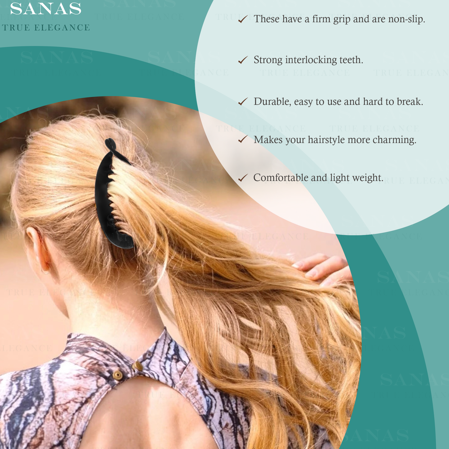 Sanas Large Fishtail Banana Hair Clip - 2Pcs