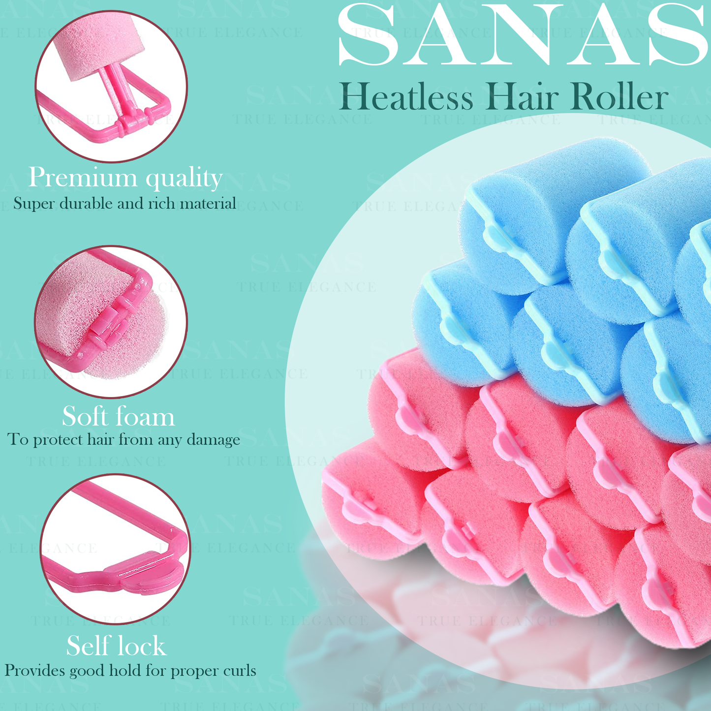 Sanas Foam Hair Rollers - 20Pcs