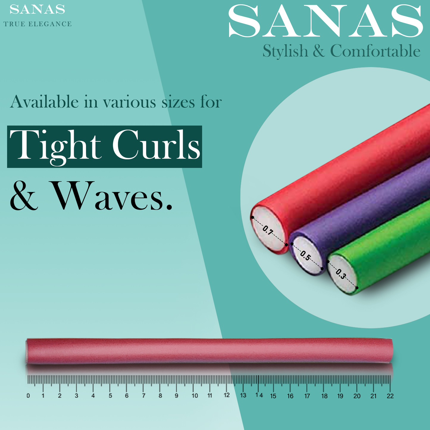 Sanas Heatless Curler For Hair Women Flexi Rods - 20-Piece