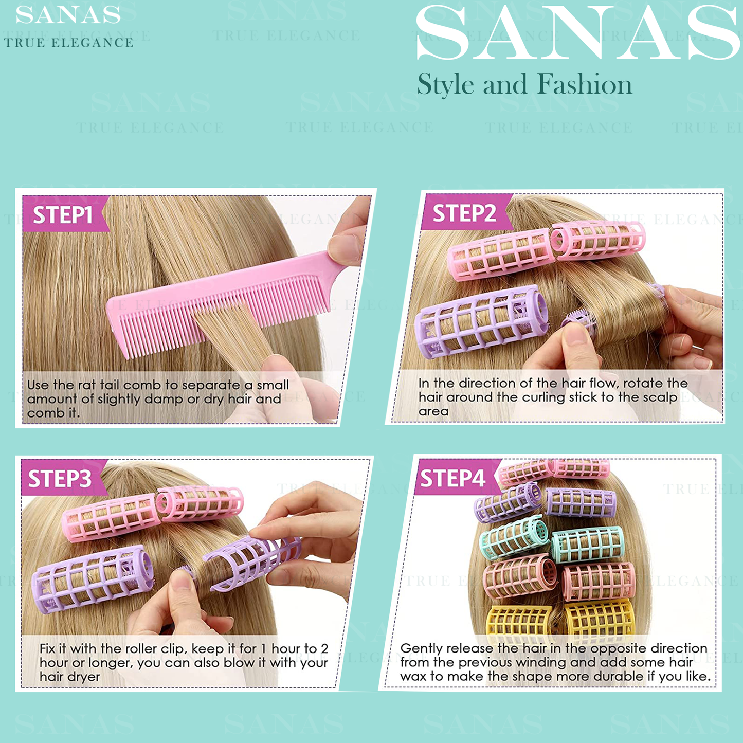 Sanas Self Grip Curler Rollers for Hair - 20Pcs