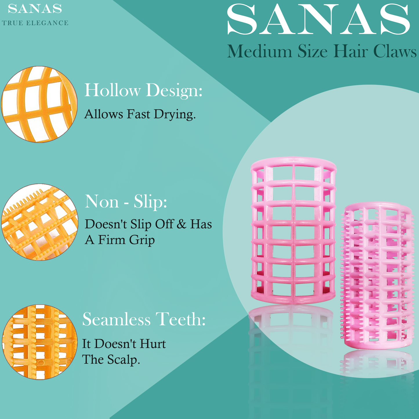 Sanas Self Grip Curler Rollers for Hair - 20Pcs