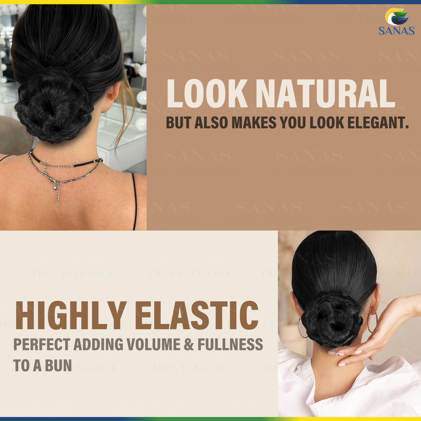 Sanas Black Bun Clip Hair Extension - 1Pc