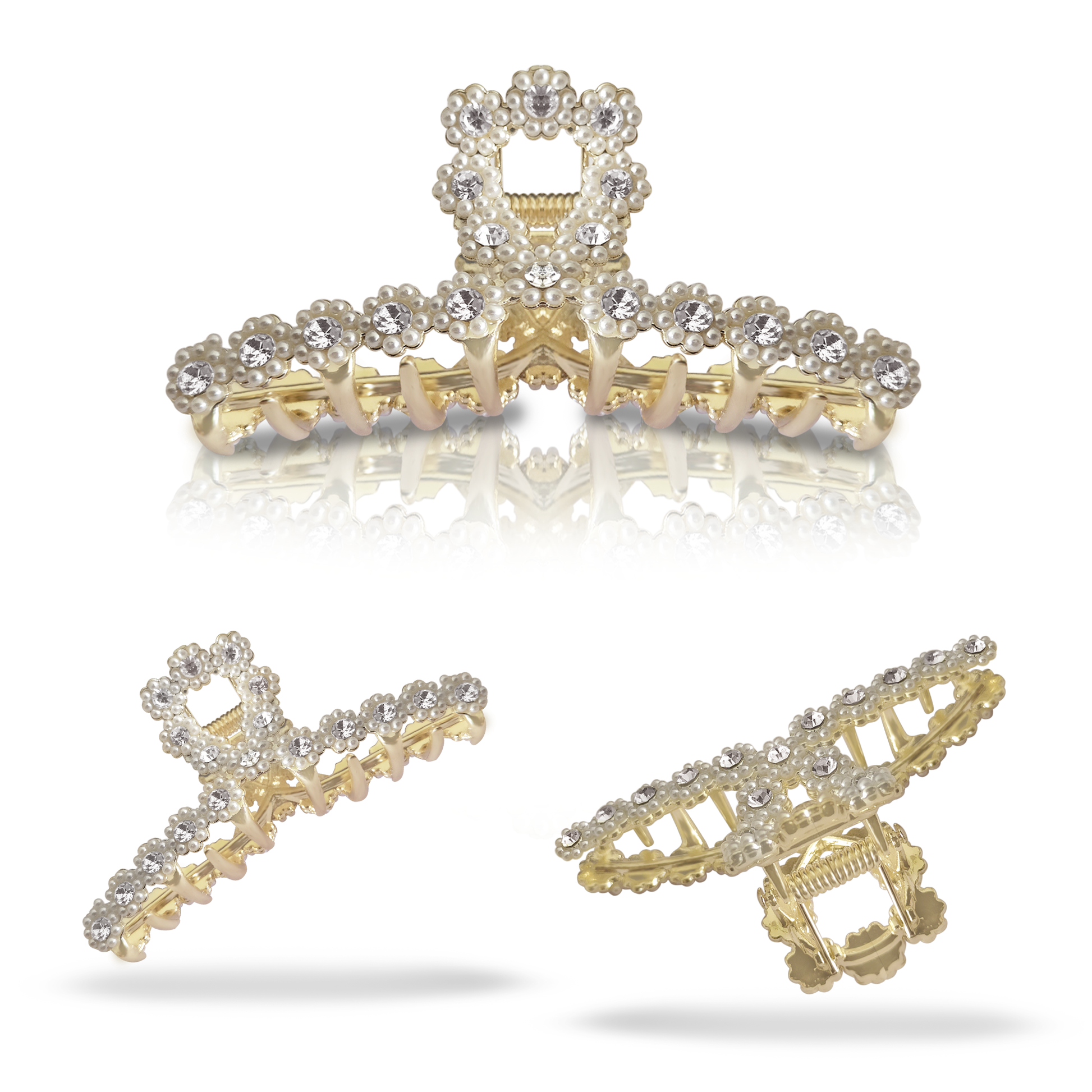 Pearl Stone Metal Claw Clip