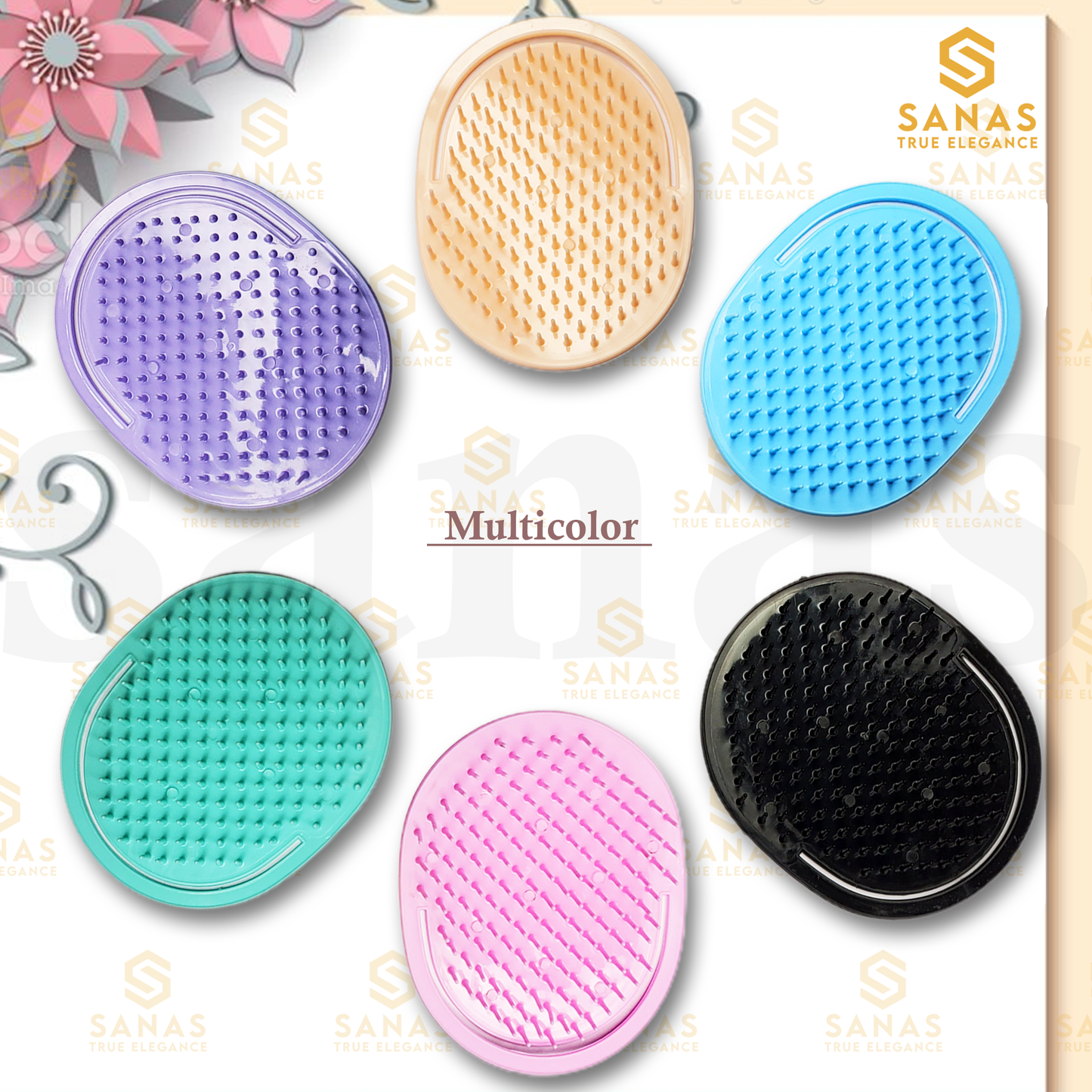 Sanas Soft Rubber Teeth Pocket Comb - 3Pcs