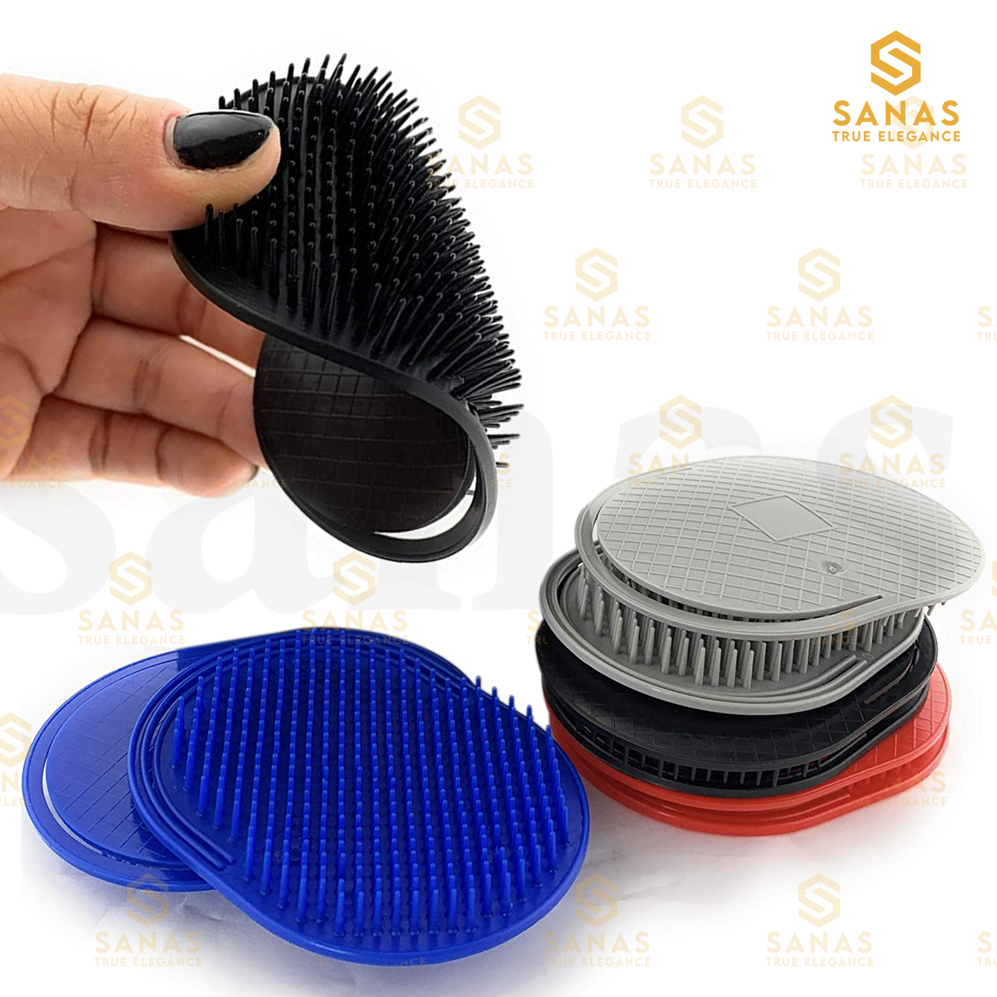 Sanas Soft Rubber Teeth Pocket Comb - 3Pcs