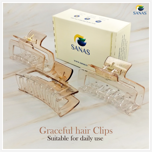 Sanas transparent hair clip rectangle design – 3 pcs