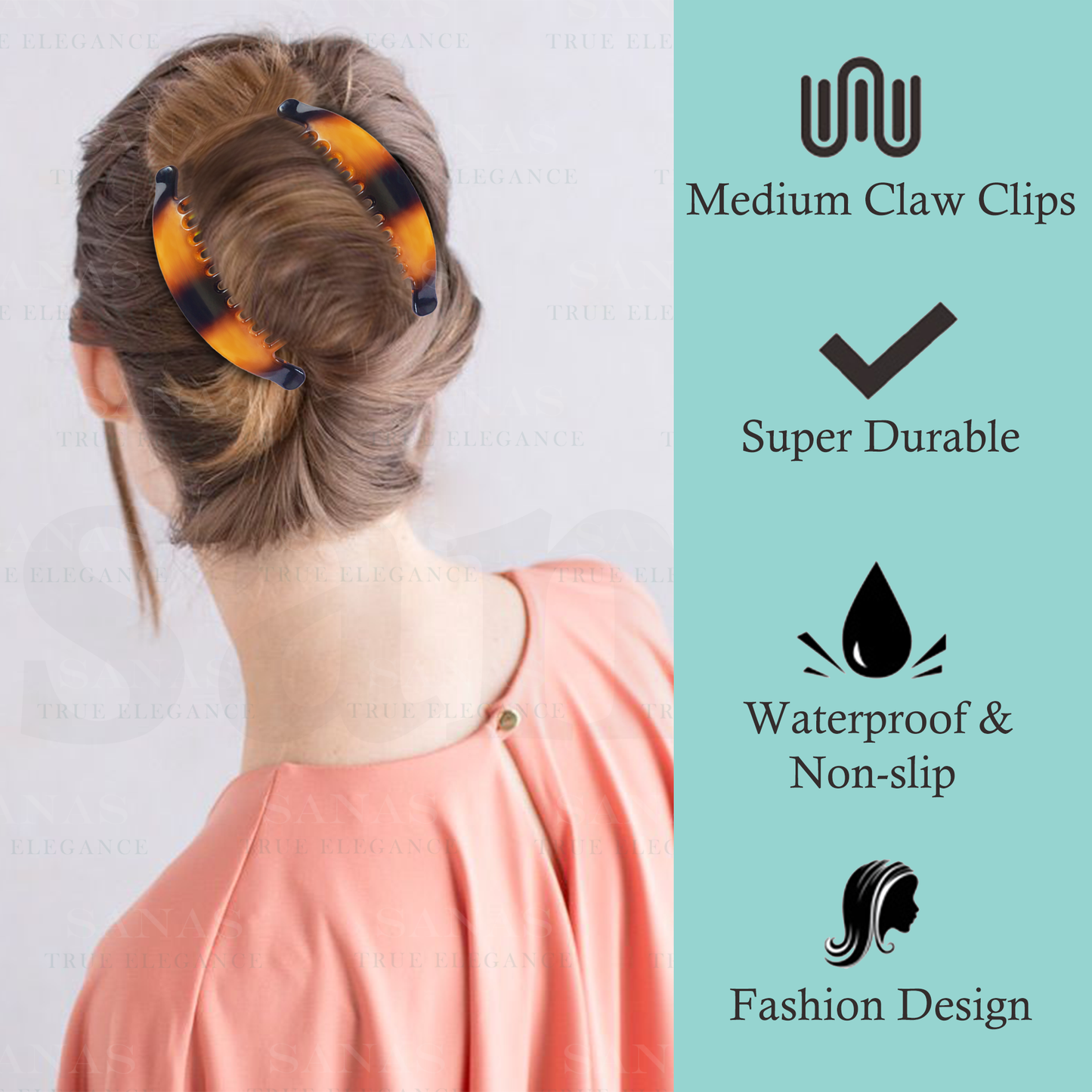 Sanas Acrylic Side Hair Comb - 2Pcs