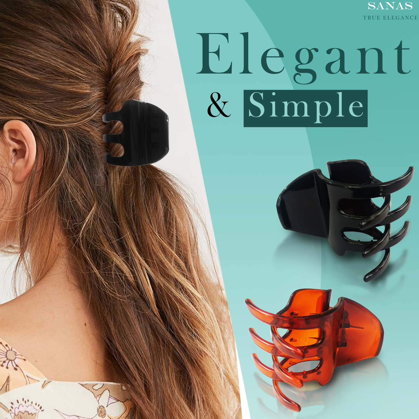 Sanas Acrylic Small Hair Clips - 6Pcs