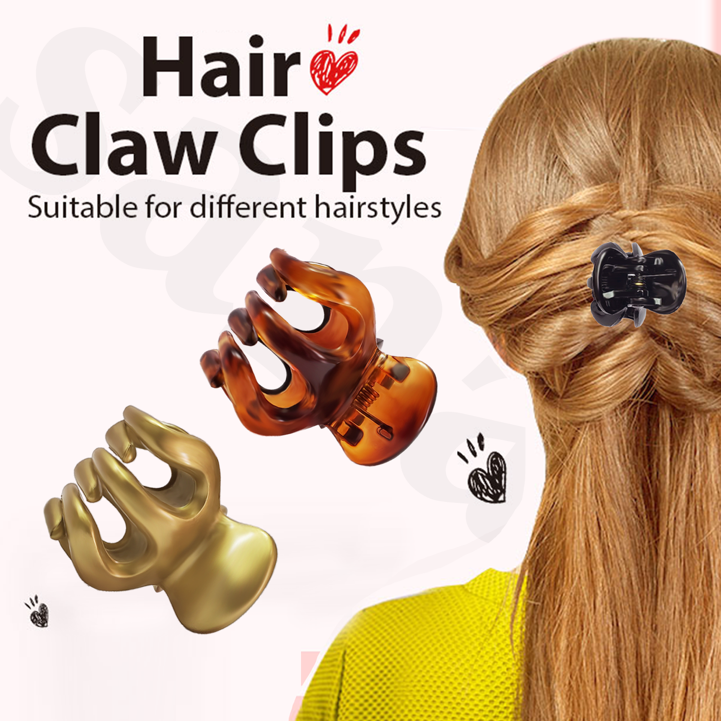 Sanas Acrylic Glossy Small Claw for Women - 6Pcs