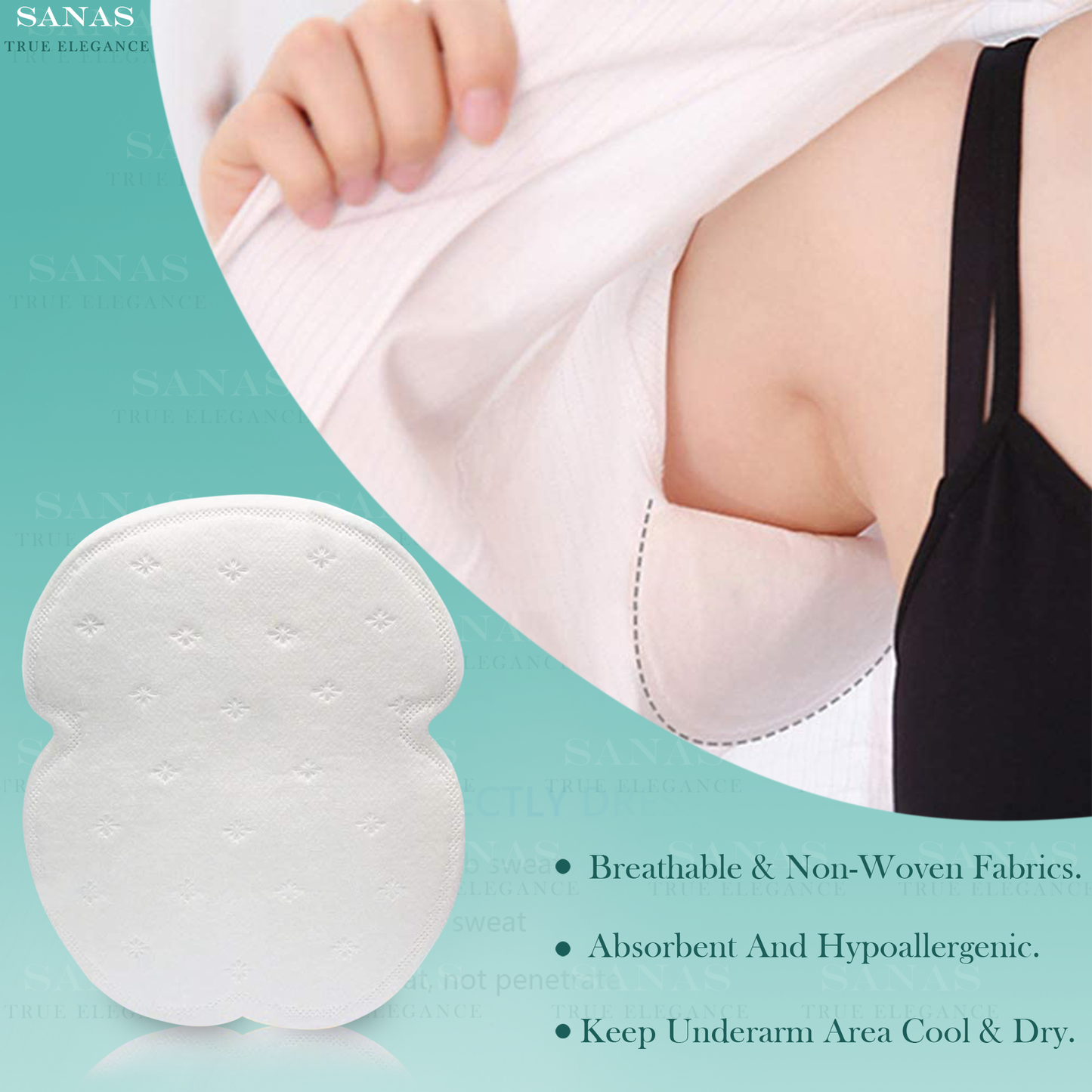 Sanas Disposable Sweat Pads For Underarms - 10Pcs