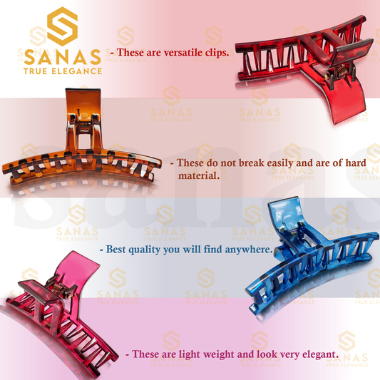 Sanas Hair Clutcher Clips Big T Shape - 4Pcs