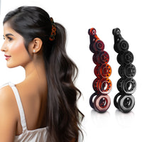 Sanas Acrylic Self Lock Banana Hair Clip - 2Pcs