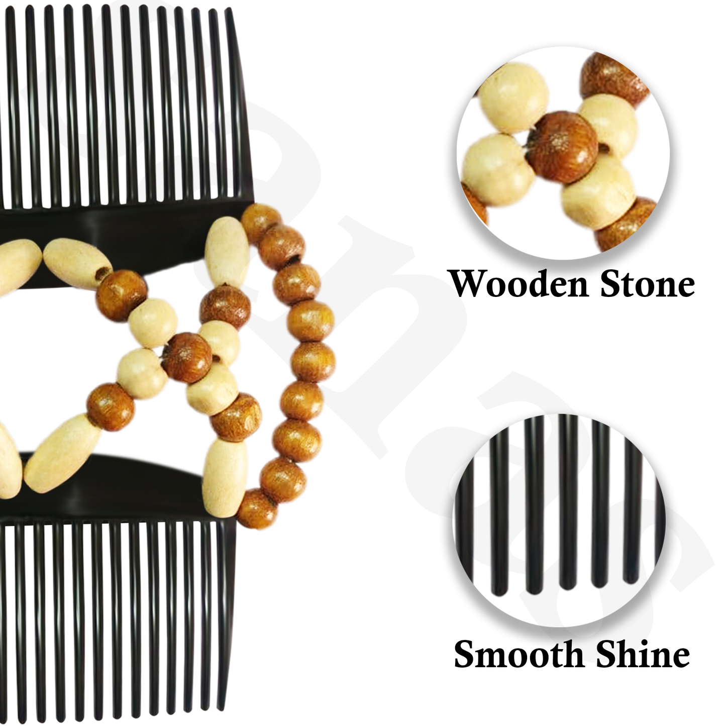 Sanas Wooden Beaded Stretchy Side Comb - 1Pc