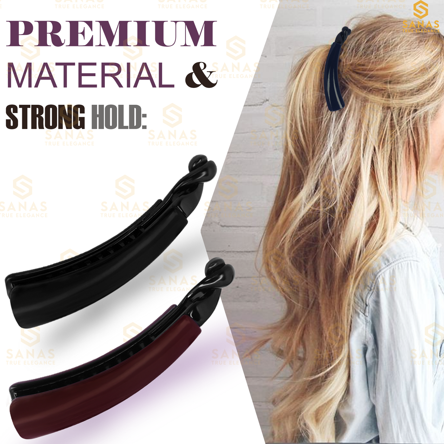 Sanas Large Banana Hair Clutchers - 2Pcs