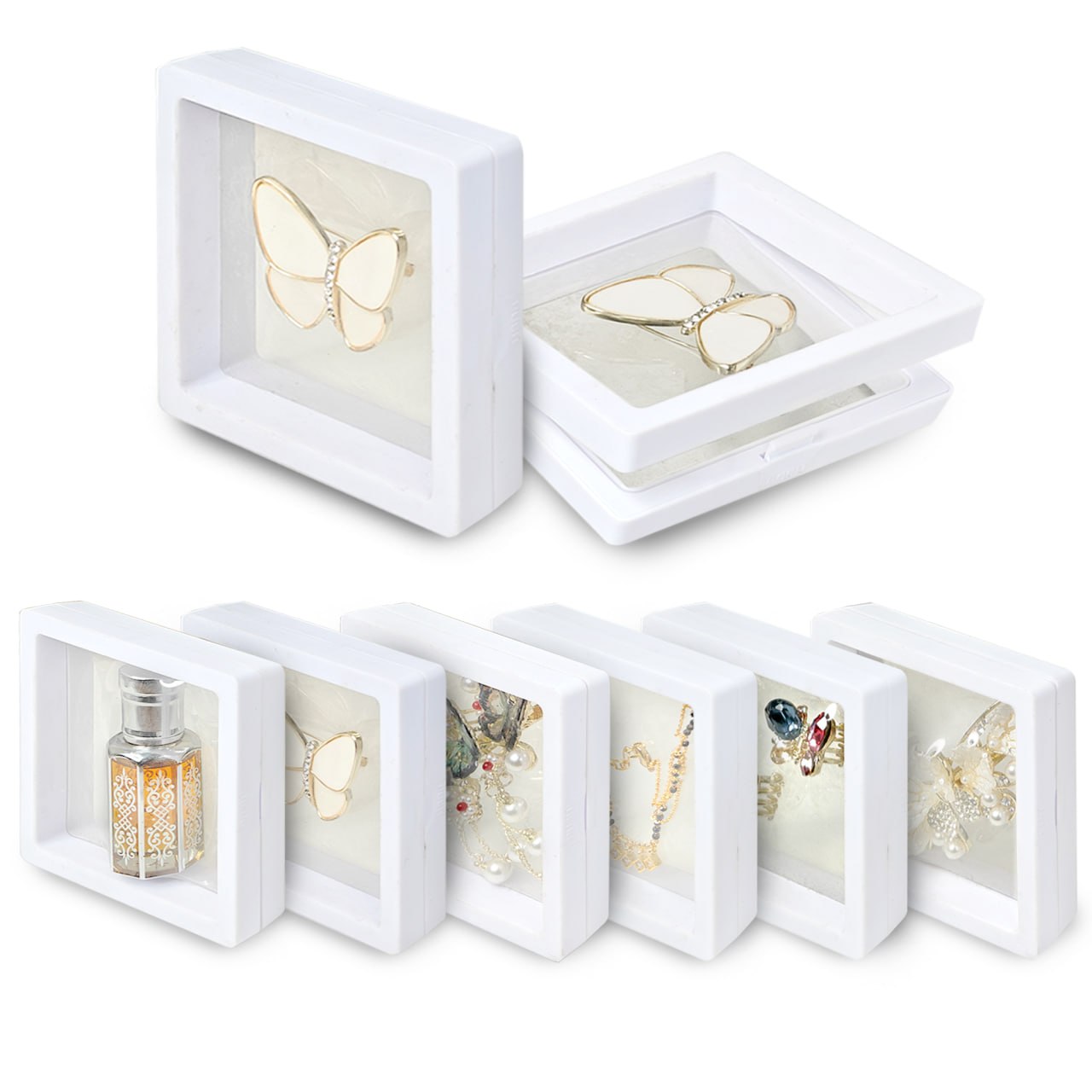 Sanas Floating Display Frame Acrylic White Shadow Box(6Pcs)