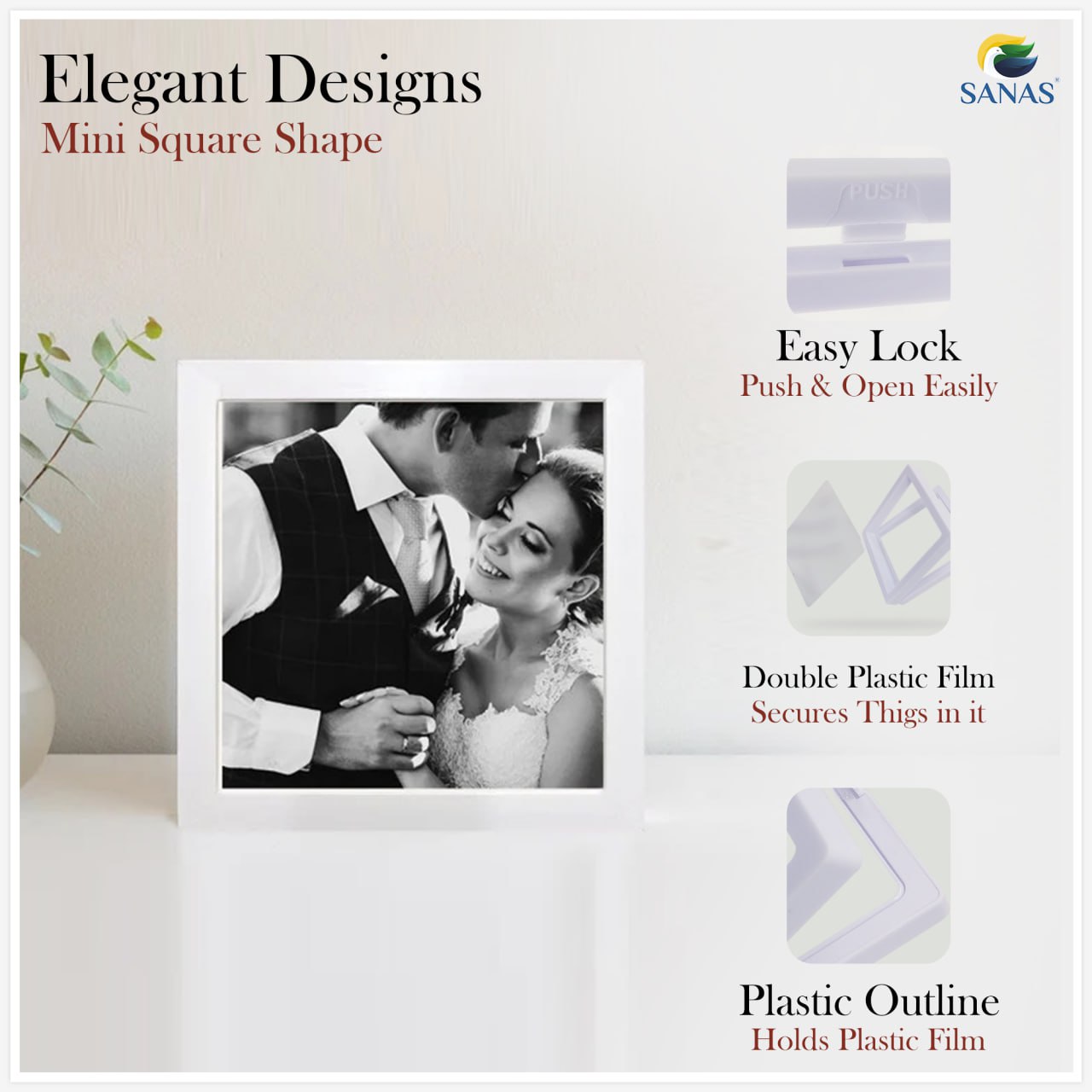 Sanas Floating Display Frame Acrylic White Shadow Box(6Pcs)