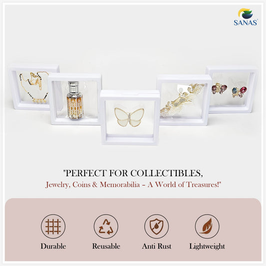 Sanas Floating Display Frame Acrylic White Shadow Box(6Pcs)