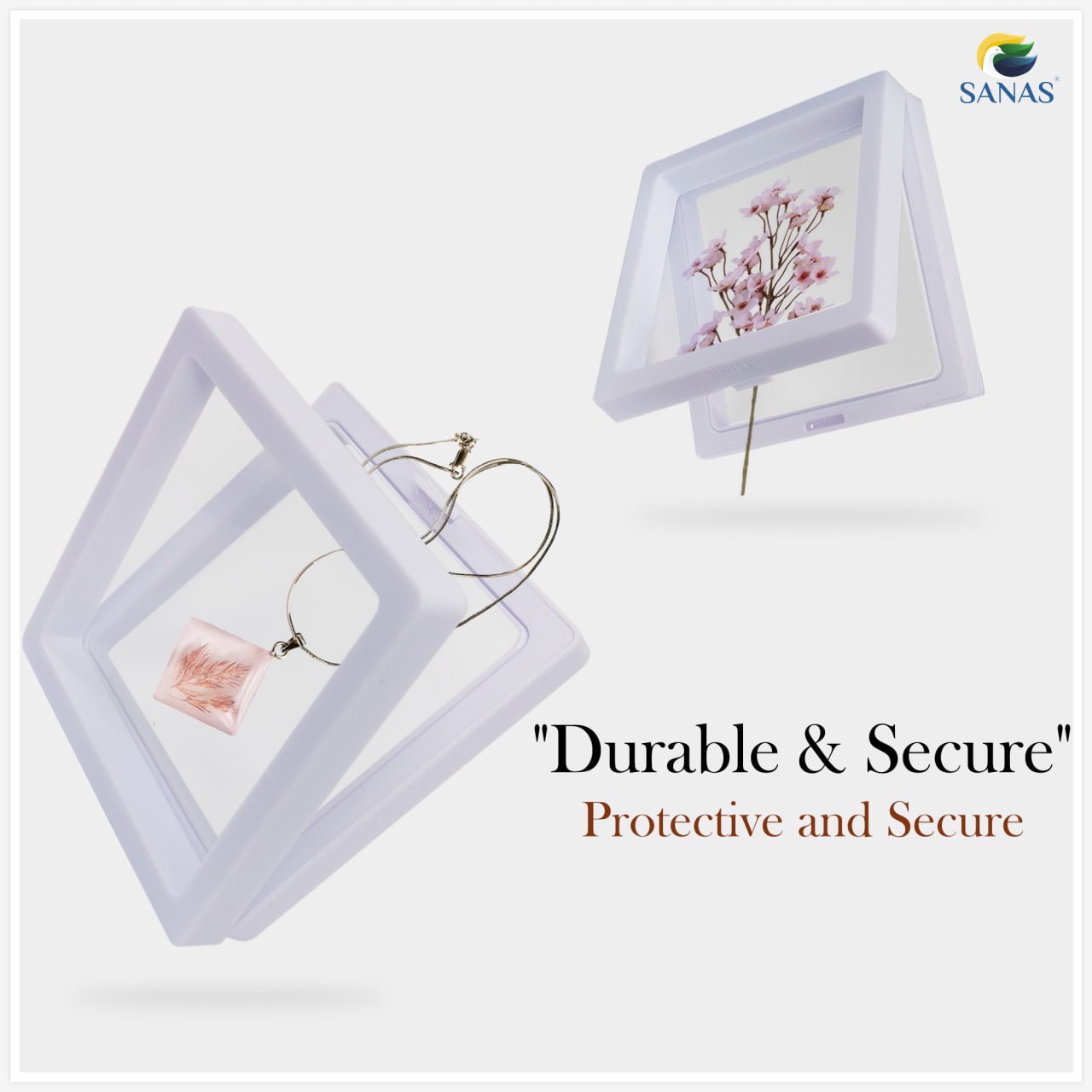 Sanas Floating Display Frame Acrylic White Shadow Box(6Pcs)