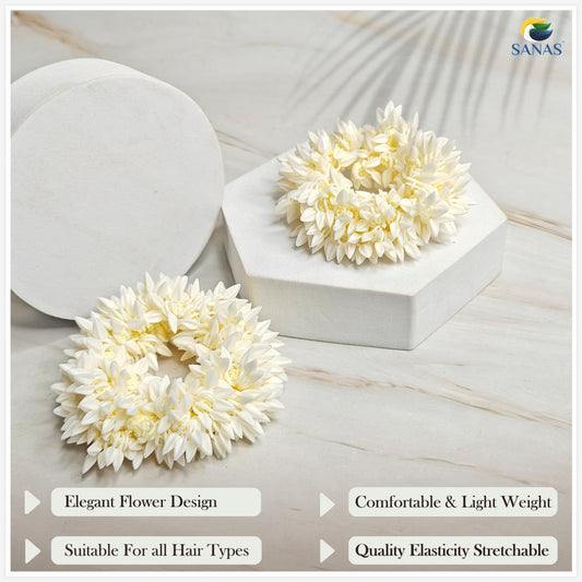 Sanas Gajra For Hair Accessories For Women Scented Mogra Gajra For Hair 4pcs (White)