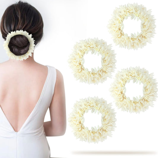 Sanas Gajra For Hair Accessories For Women Scented Mogra Gajra For Hair 4pcs (White)