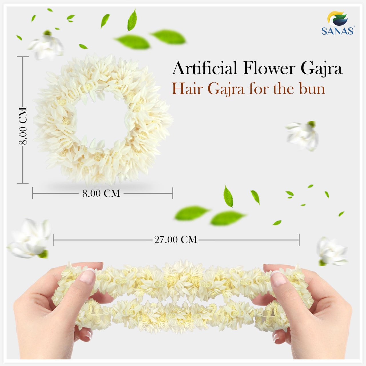 Sanas Gajra For Hair Accessories For Women Scented Mogra Gajra For Hair 2pcs (White)