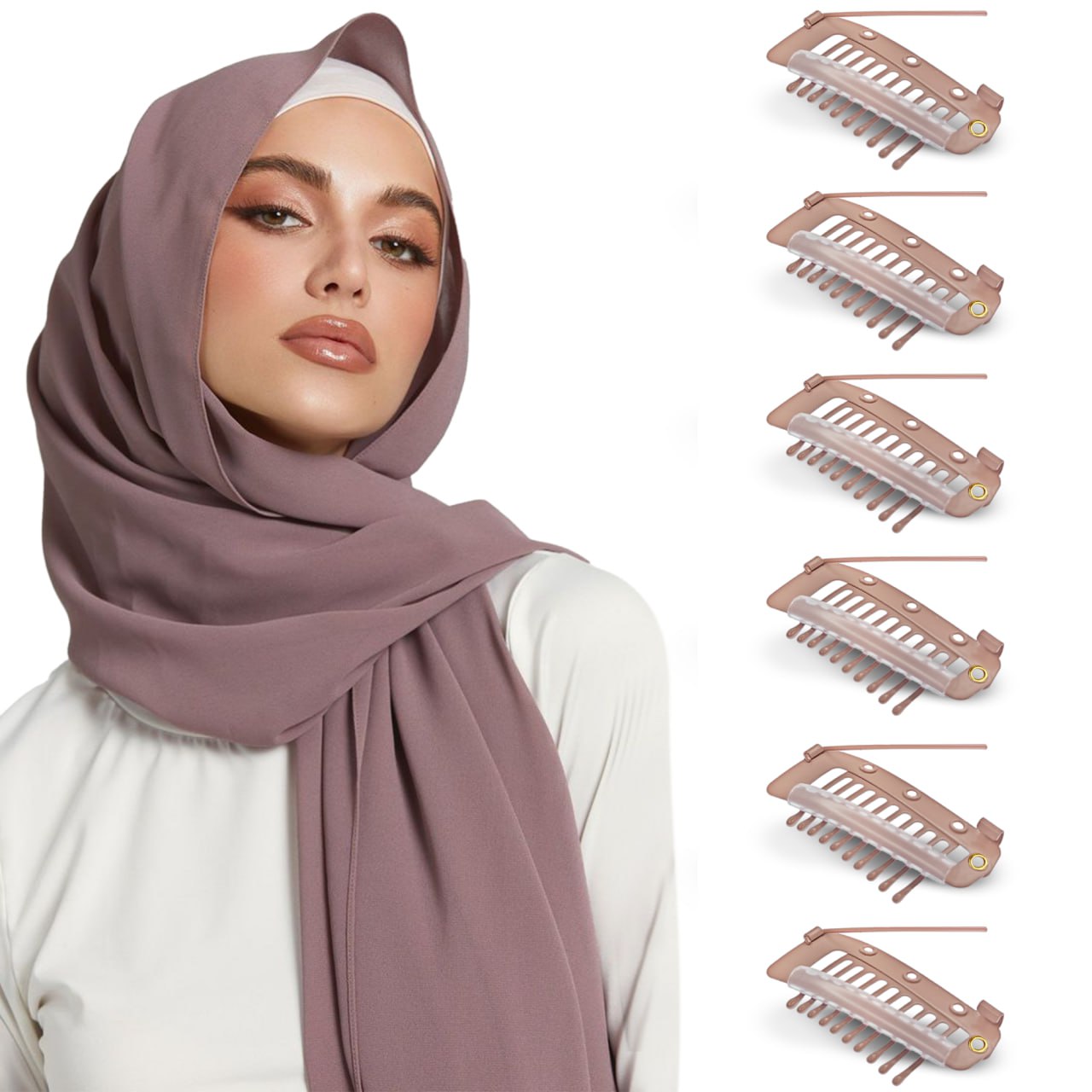Hair Extension Clips For Dupatta, Hijab - Brown