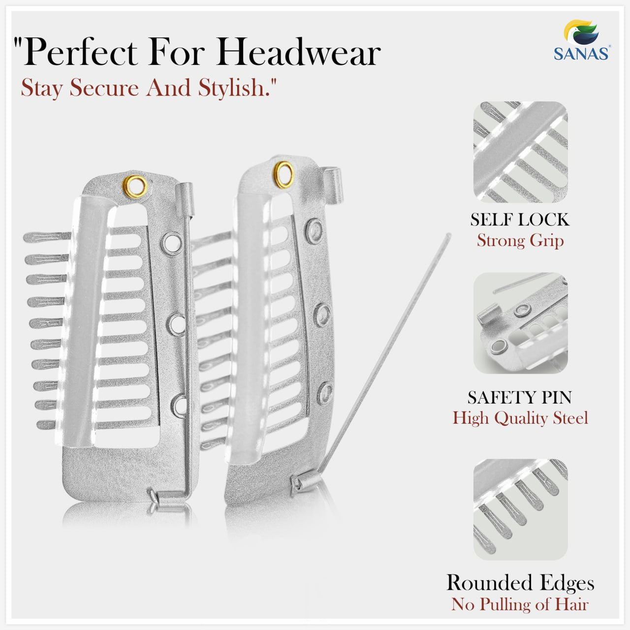 6 Pcs Hair Extension Clips For Dupatta