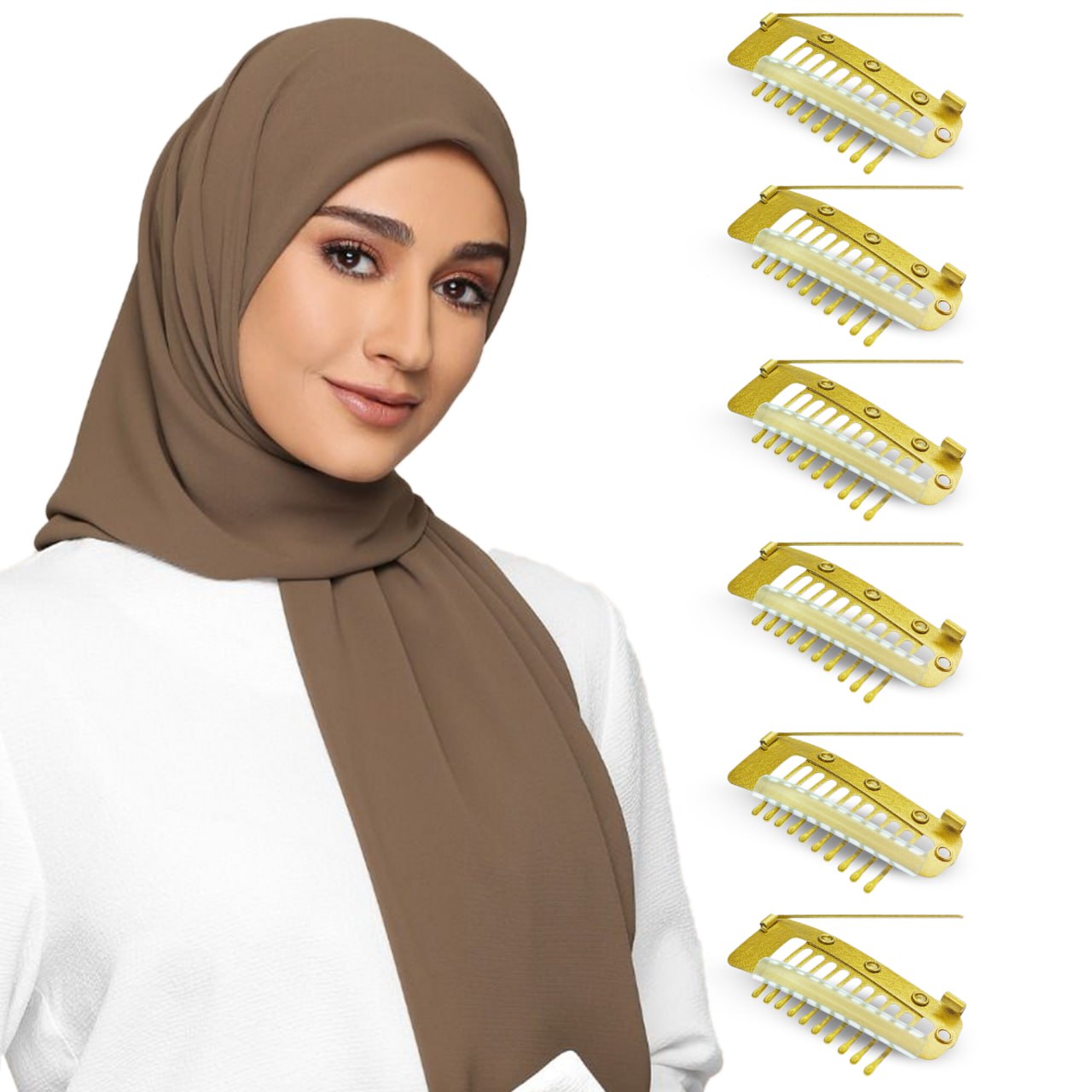 Golden Hair Extension, Hijab & Dupatta Clips