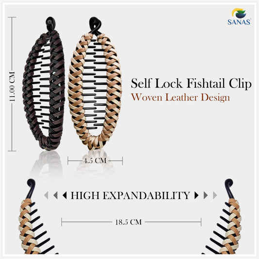 Sanas Banana Clips For Hair Stylish Korean Hair Accessories 2Pcs ((Dark Brown & Light Brown)