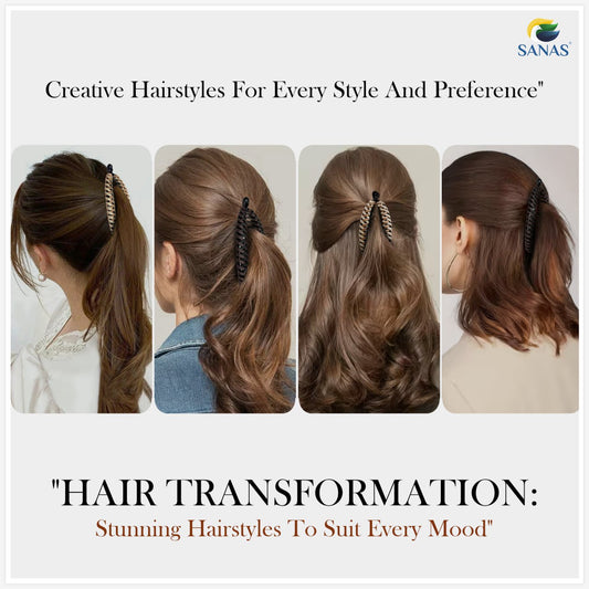 Sanas Banana Clips For Hair Stylish Korean Hair Accessories 2Pcs ((Dark Brown & Light Brown)