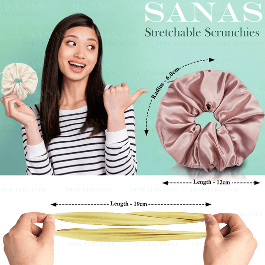Sanas Satin Hair Scrunchies with Zip Lock for Storage - 12Pcs