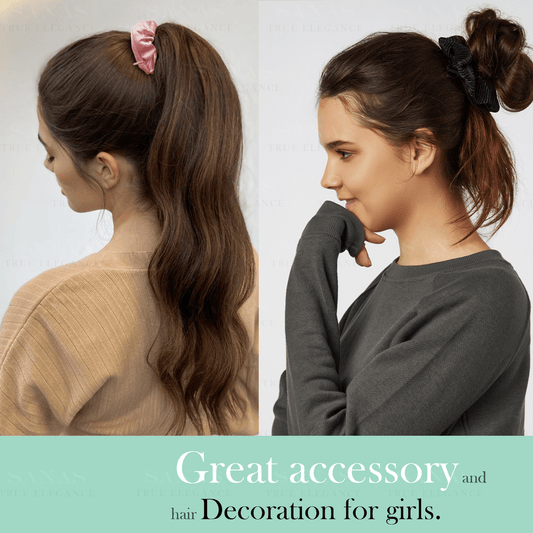 Sanas Satin Hair Scrunchies with Zip Lock for Storage - 12Pcs