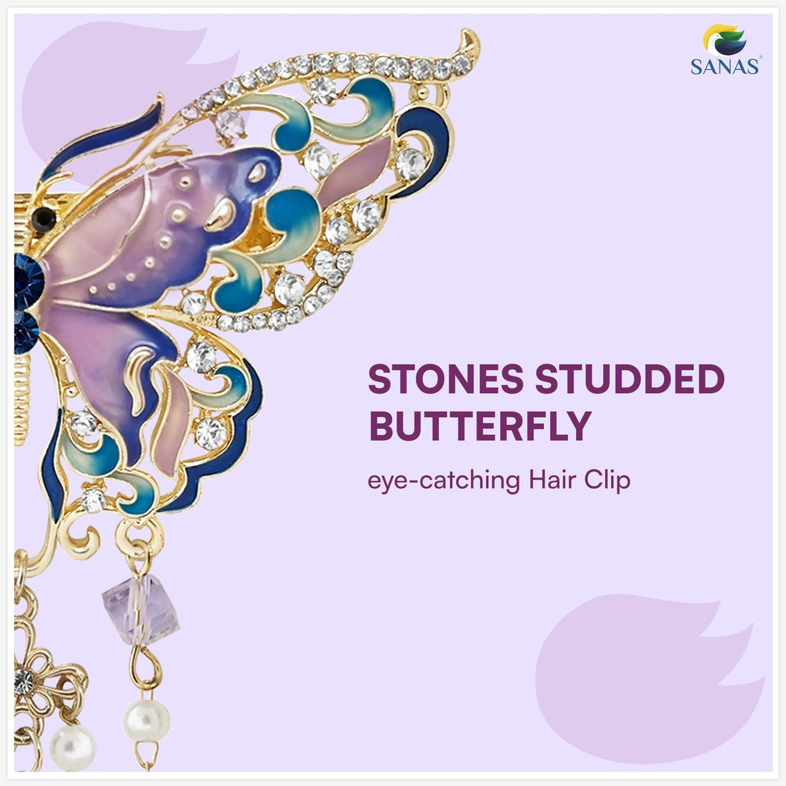 Sanas Pearl Butterfly Hair Clip