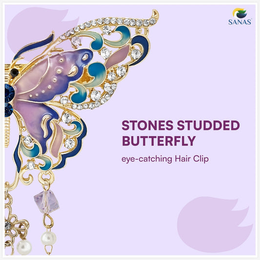 Sanas Pearl Butterfly Hair Clip