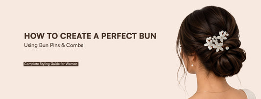 Step-by-step hairstyle tutorial using bun pins and combs for a perfect bun