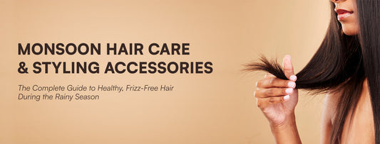 Woman using a claw clip to create a frizz-free monsoon hairstyle
